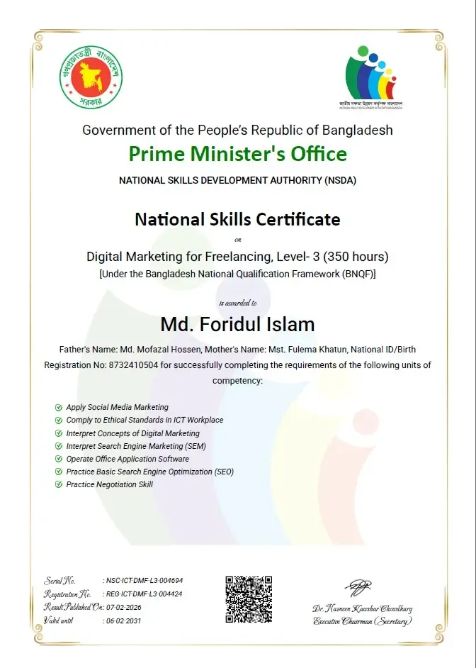 Digital Marketing NSDA Level 3 Certificate