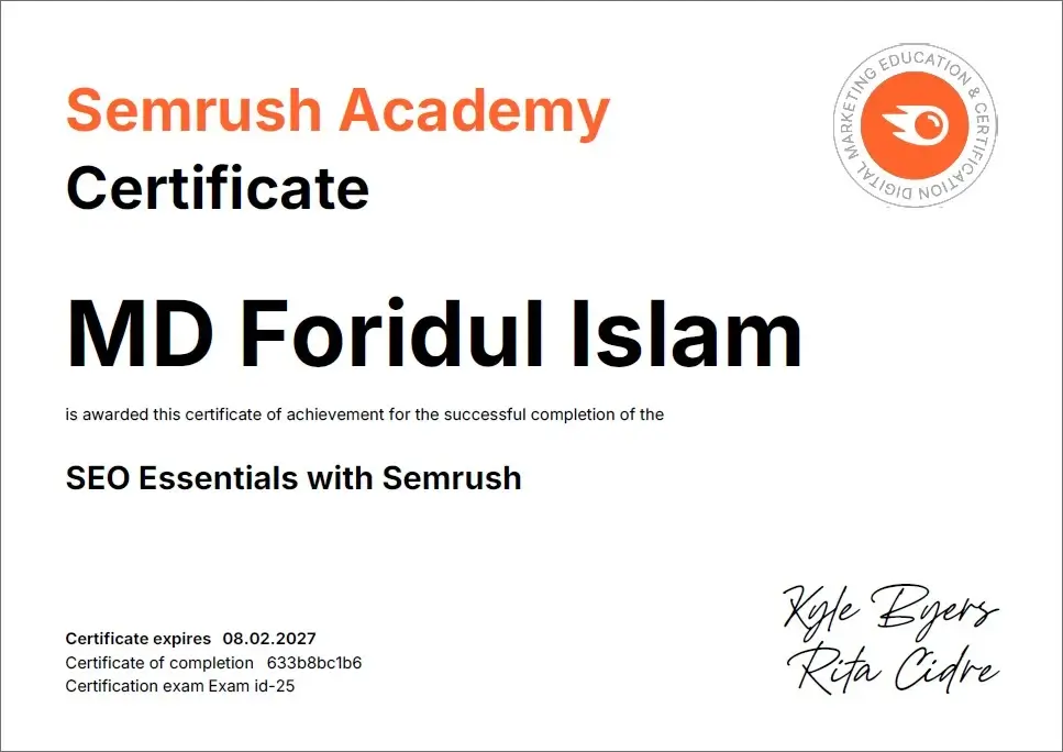 SEO Certificate SEMRush